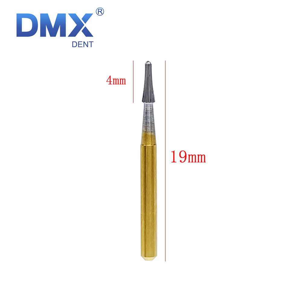 10Pcs DMXDENT Dental Tungsten Carbide Burs FG Gold Trimming & Finishing FG-7103