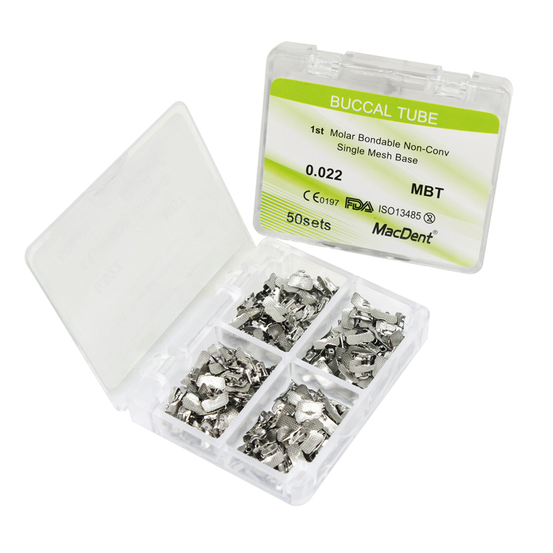 MacDent Dental Orthodontic Buccal Tubes 1st 2nd Molar Tube Roth MBT 022 Bondable Mesh Base Split Weld