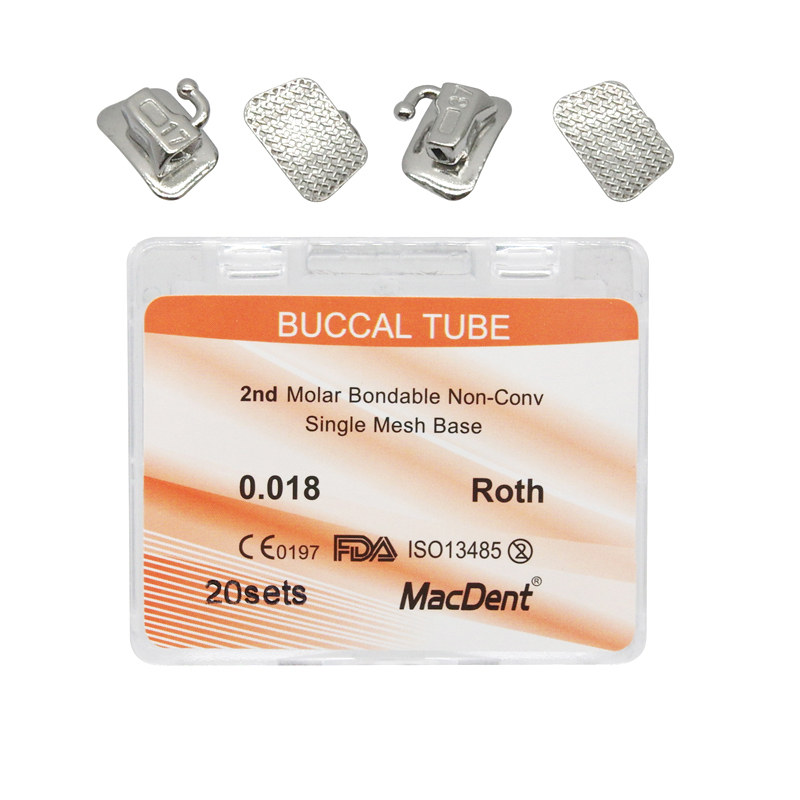 MacDent Dental Orthodontic Buccal Tubes 1st 2nd Molar Tube Roth MBT 022 Bondable Mesh Base Split Weld