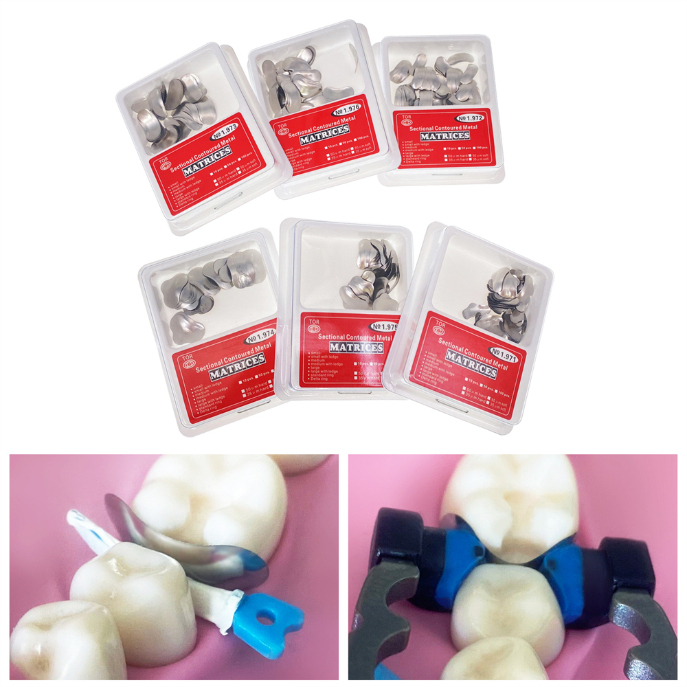 100 Pcs Dental Sectional Contoured Metal Matrices Refill Matrix Band Ledge 35um