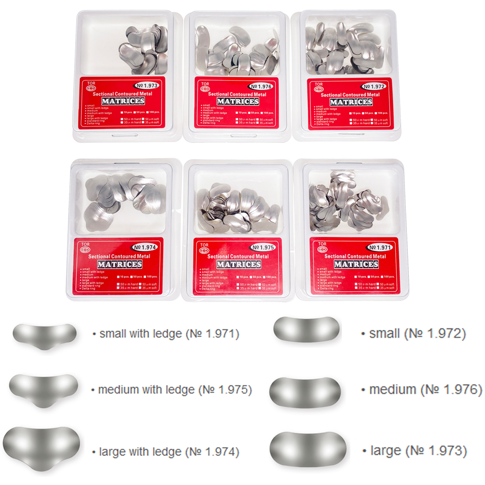 100 Pcs Dental Sectional Contoured Metal Matrices Refill Matrix Band Ledge 35um