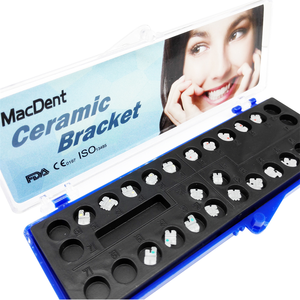 20Pcs MacDent Dental Ceramic Brackets Orthodontic Clear Braces MBT/ROTH 022 345 Hooks