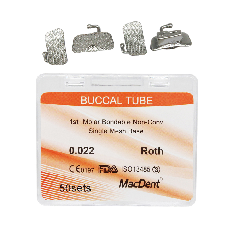 MacDent Dental Orthodontic Buccal Tubes 1st 2nd Molar Tube Roth MBT 022 Bondable Mesh Base Split Weld