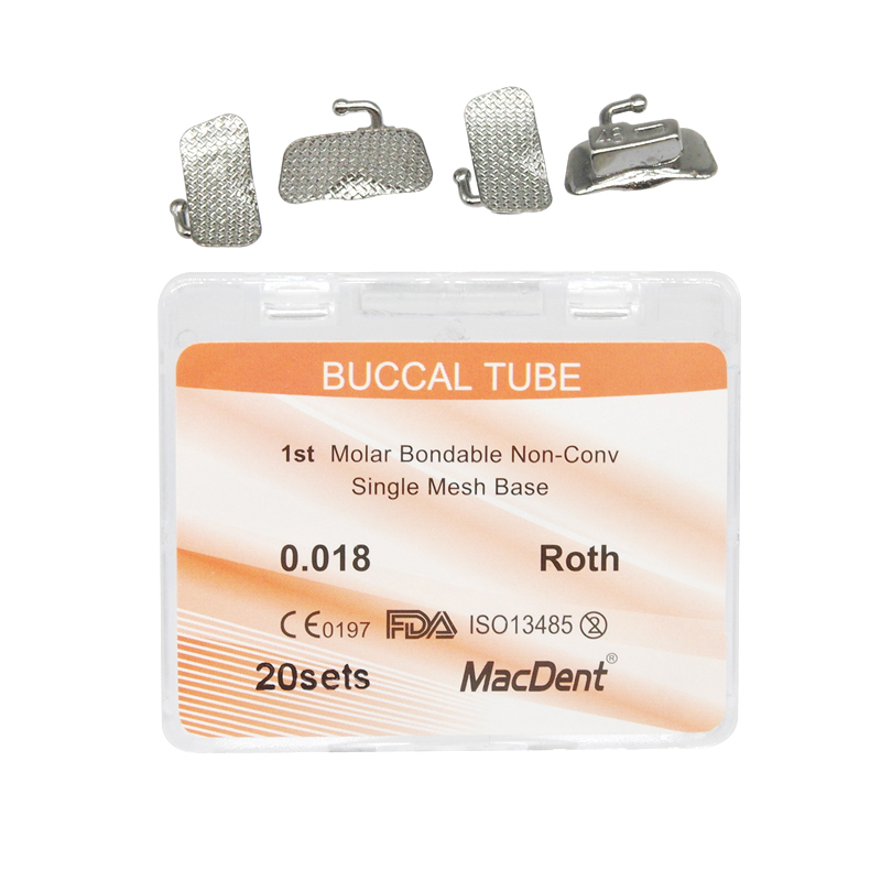 MacDent Dental Orthodontic Buccal Tubes 1st 2nd Molar Tube Roth MBT 022 Bondable Mesh Base Split Weld