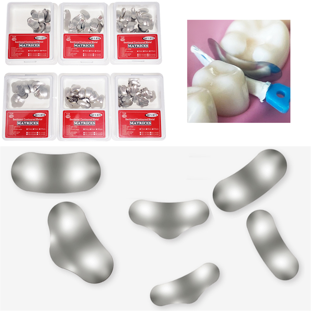 100 Pcs Dental Sectional Contoured Metal Matrices Refill Matrix Band Ledge 35um