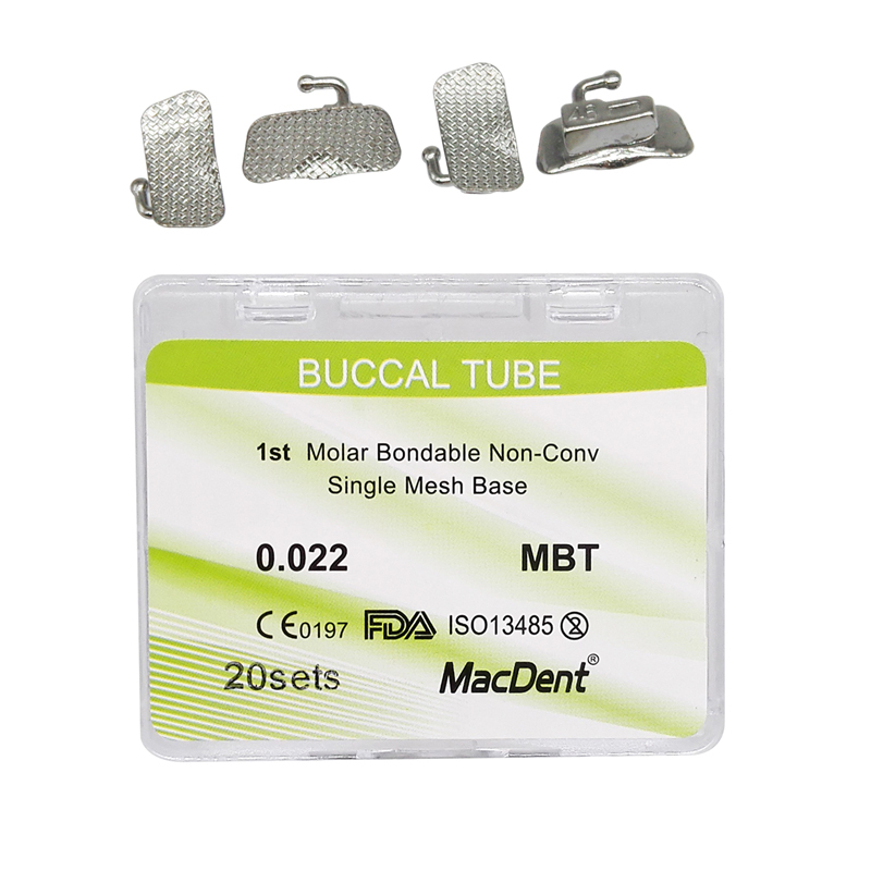 MacDent Dental Orthodontic Buccal Tubes 1st 2nd Molar Tube Roth MBT 022 Bondable Mesh Base Split Weld