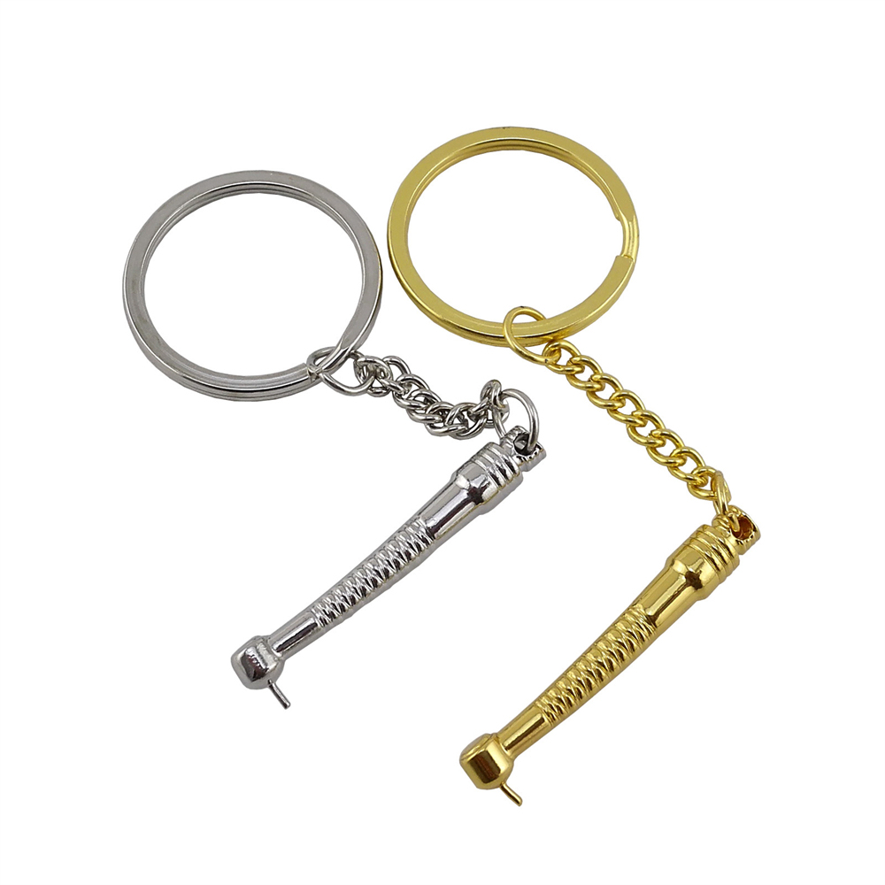 Dental Handpiece Key Chain Gold/Silver Keychain Surgical Instruments