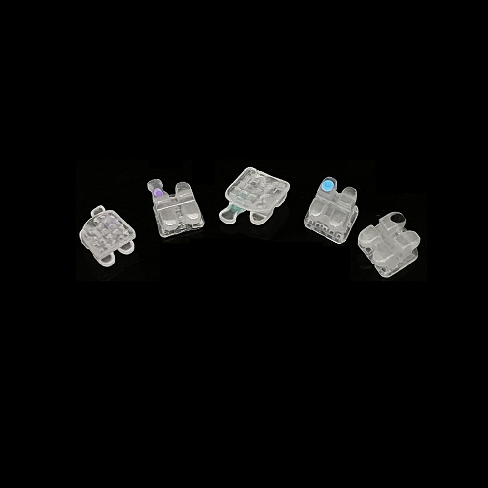 MacDent Dental Ortho Clear Ceramic Bracket Braces Mesh Base ROTH/MBT 022 345 Hook