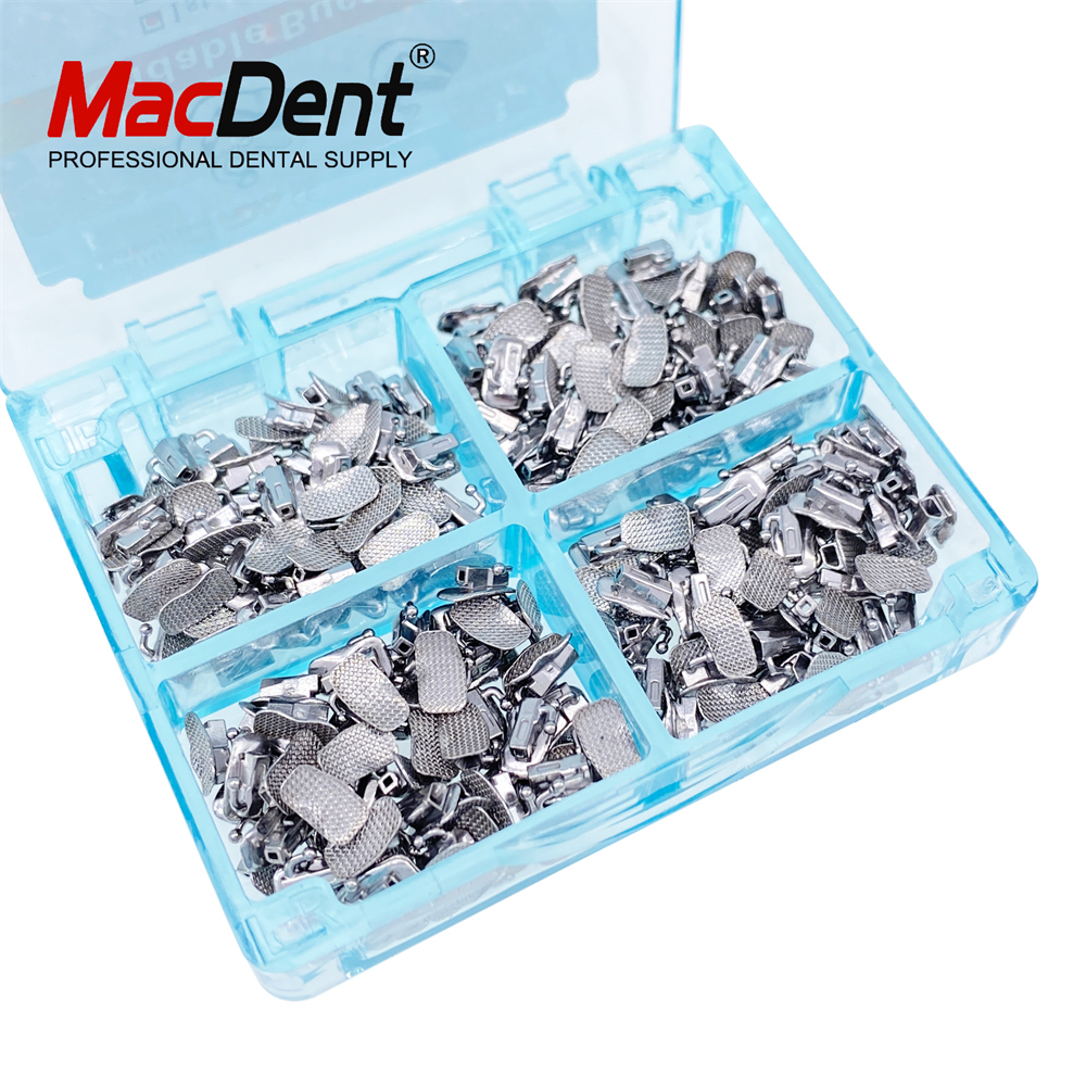 200pcs MacDent Dental Ortho Buccal Tubes 1st/2nd Molar Edgewise 022 Non-Conv Mesh Base