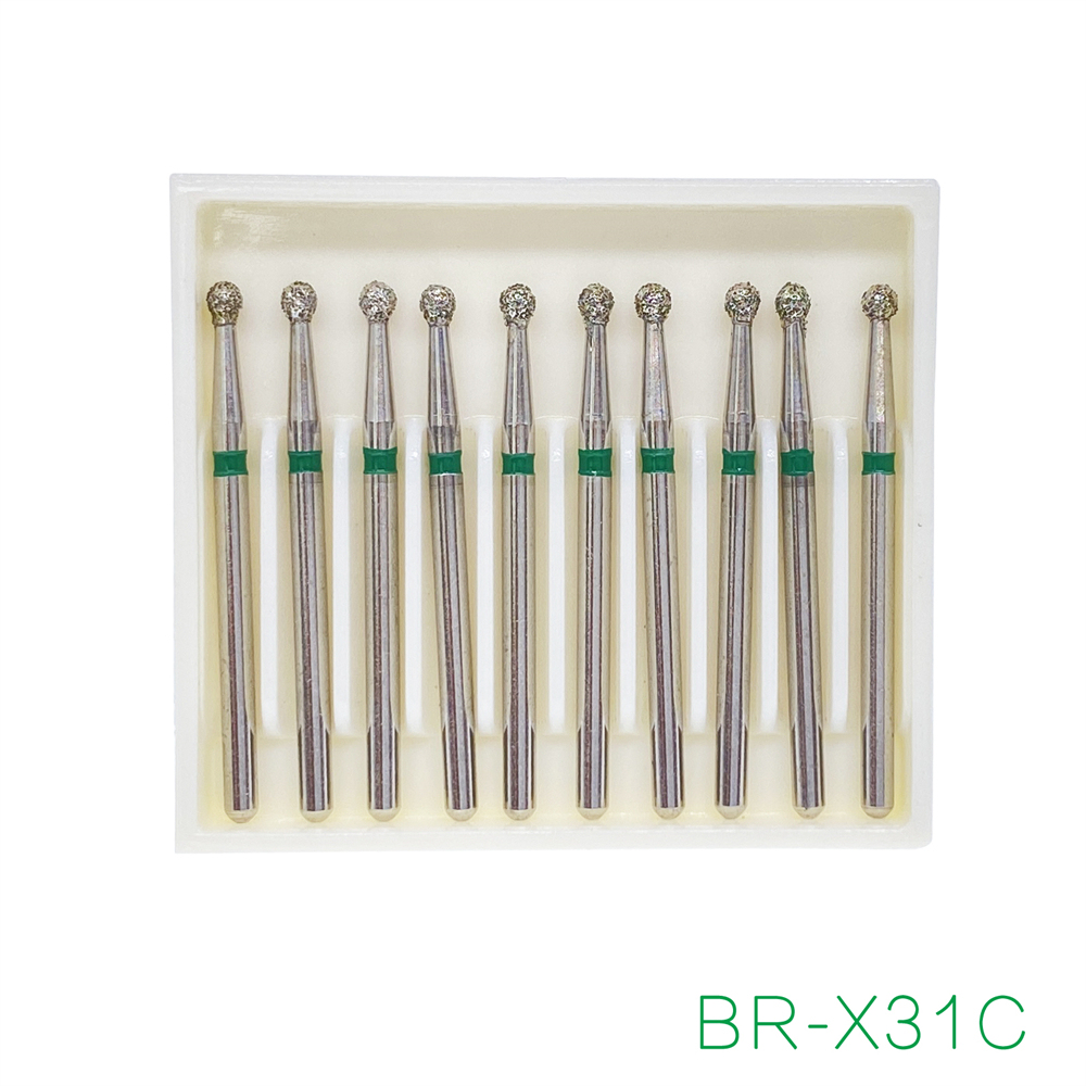10Pcs Dental FG Diamond Ball Round Burs For High Speed Handpiece Friction Grip 1.6mm 25mm