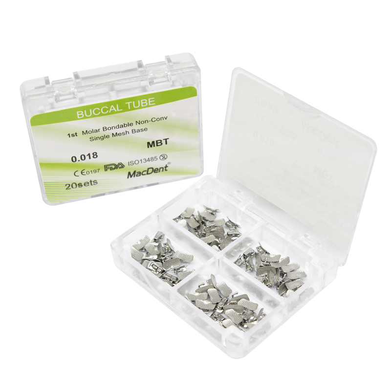 MacDent Dental Orthodontic Buccal Tubes 1st 2nd Molar Tube Roth MBT 022 Bondable Mesh Base Split Weld