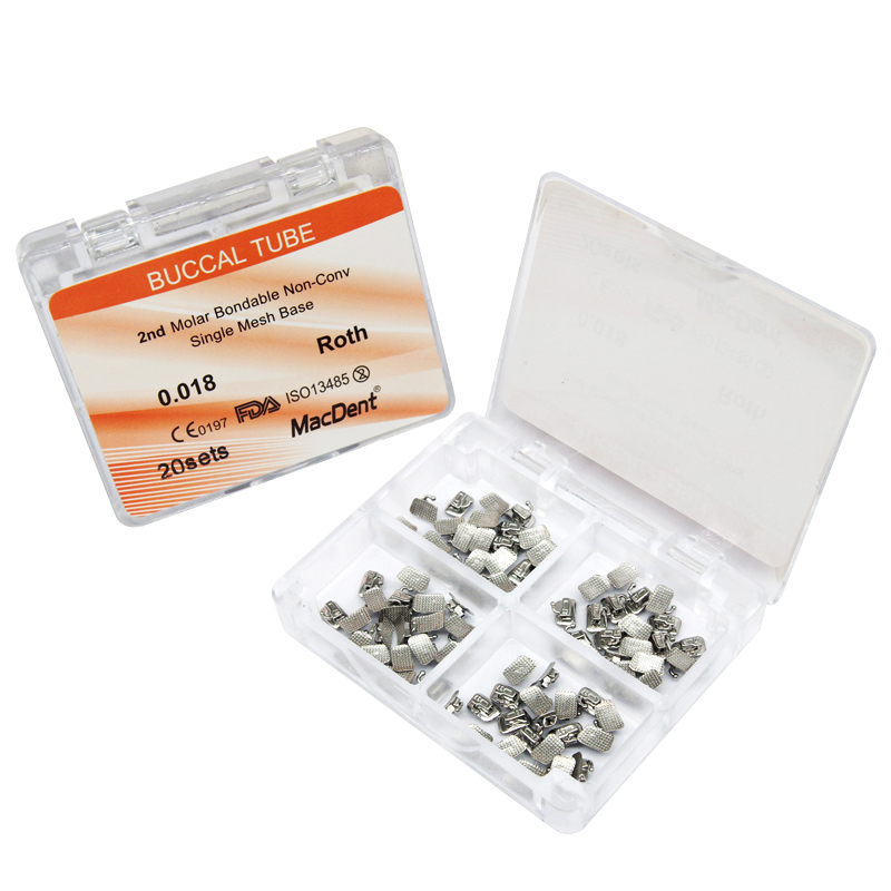 MacDent Dental Orthodontic Buccal Tubes 1st 2nd Molar Tube Roth MBT 022 Bondable Mesh Base Split Weld
