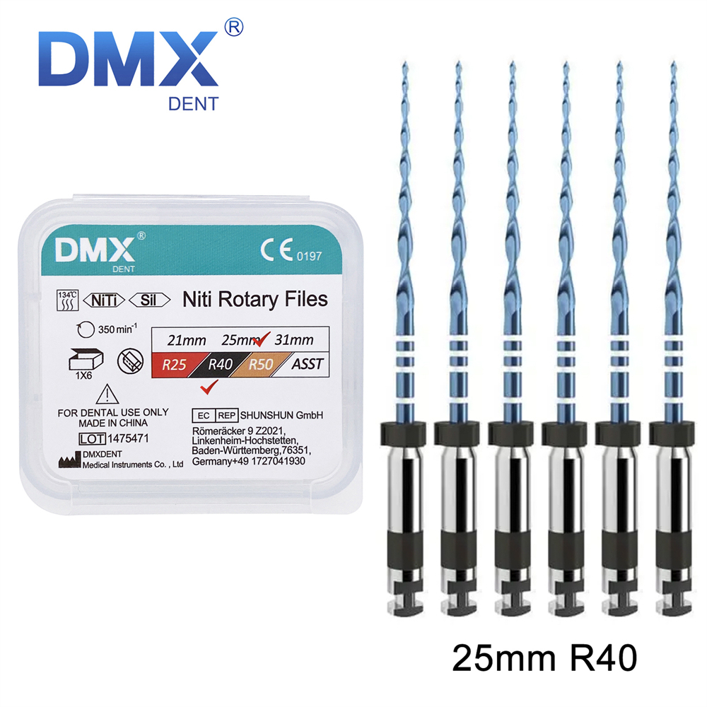 6Pcs DMXDENT Dental Endo Files Root Canal Endodontic NITI Rotary File 21/25MM