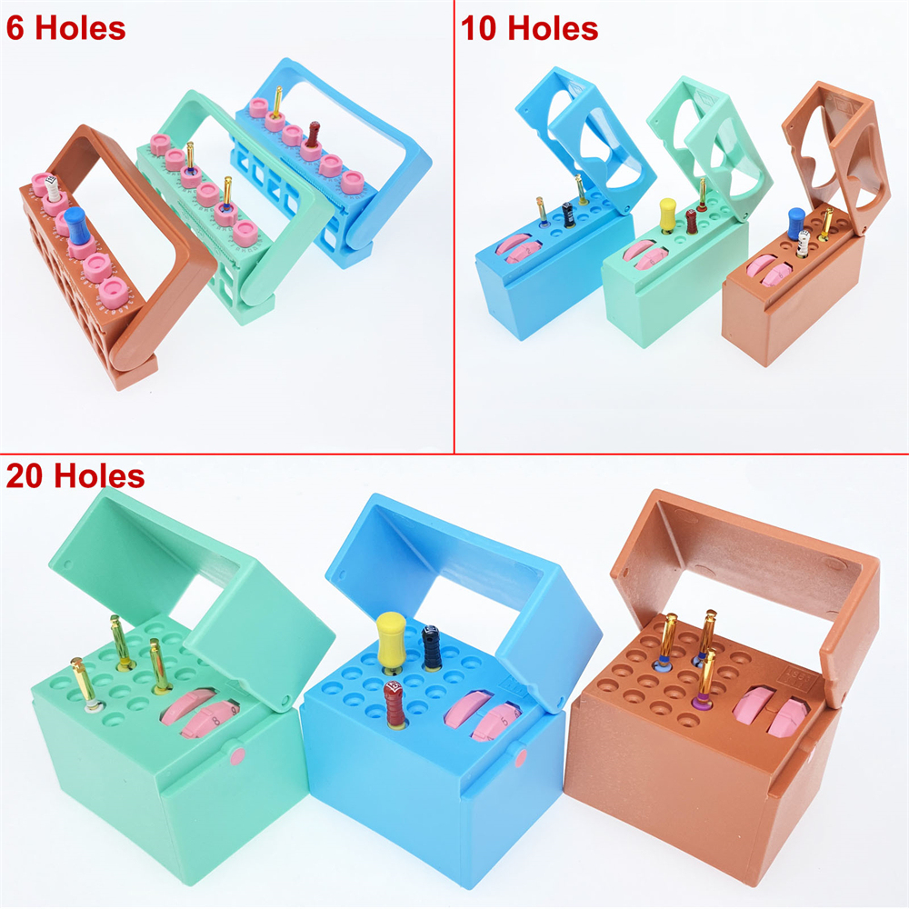 Dental 6/10/20 Hole Bur Endo Files Reamers Block Memory Holder Stand Disinfection Box