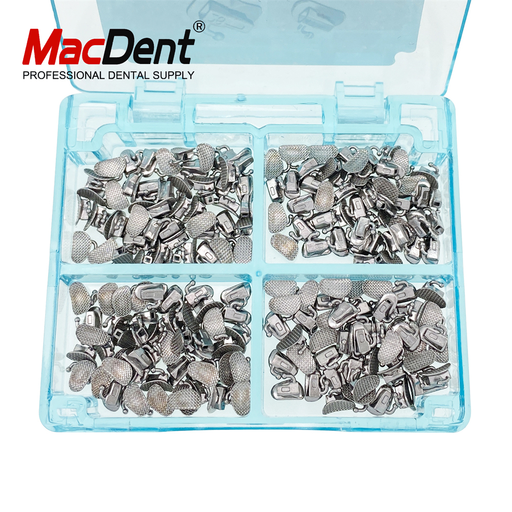 200pcs MacDent Dental Ortho Buccal Tubes 1st/2nd Molar Edgewise 022 Non-Conv Mesh Base