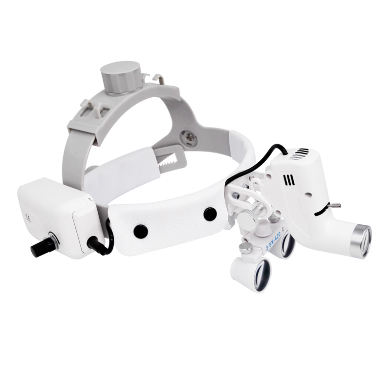 Dental Surgical Medical 2.5X420mm Adjustable Headband Loupe with LED Headlight