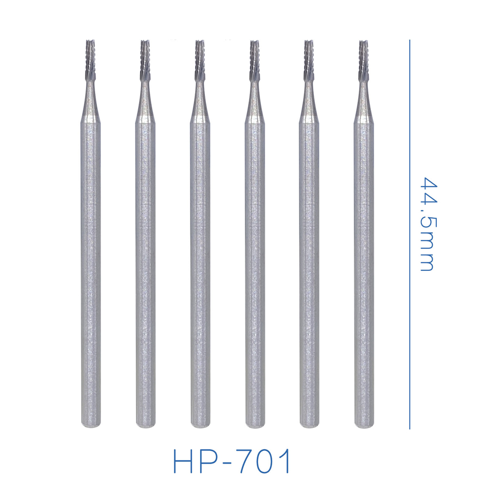 6 Pcs Dental Carbide Bur HP701 Stragiht Handpiece Bur 44.5mm Taper Fissure