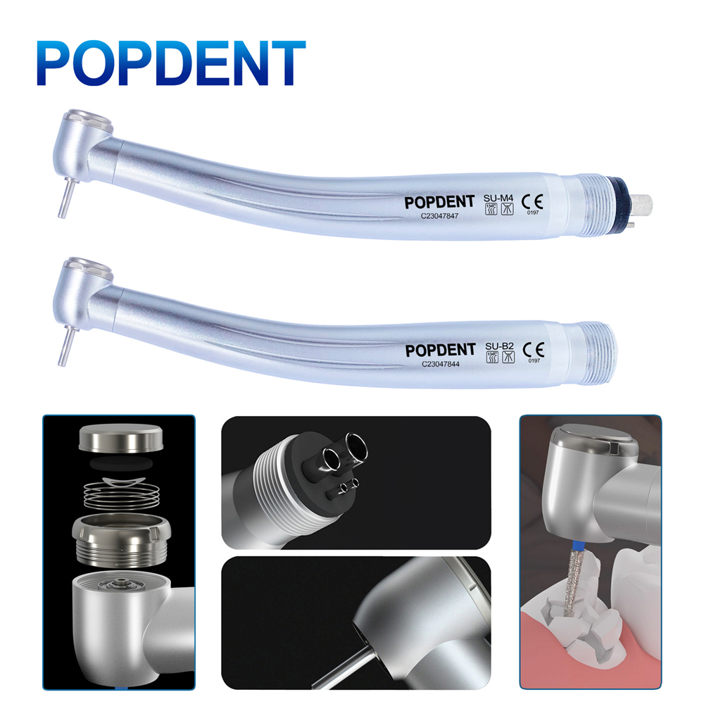 POPDENT Dental High Speed Handpiece Push Button 2/4 Holes Air Turbine
