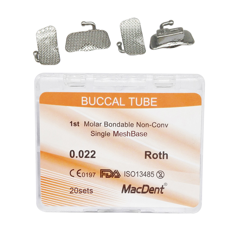 MacDent Dental Orthodontic Buccal Tubes 1st 2nd Molar Tube Roth MBT 022 Bondable Mesh Base Split Weld