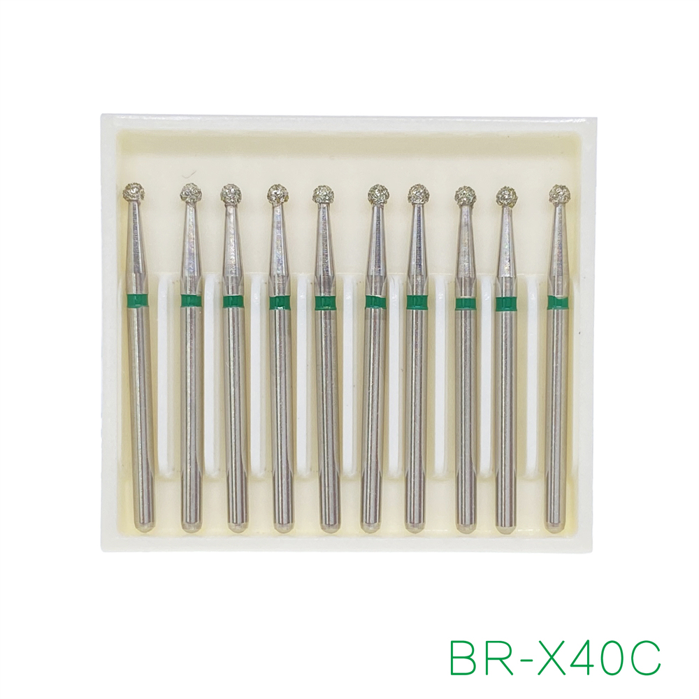 10Pcs Dental FG Diamond Ball Round Burs For High Speed Handpiece Friction Grip 1.6mm 25mm
