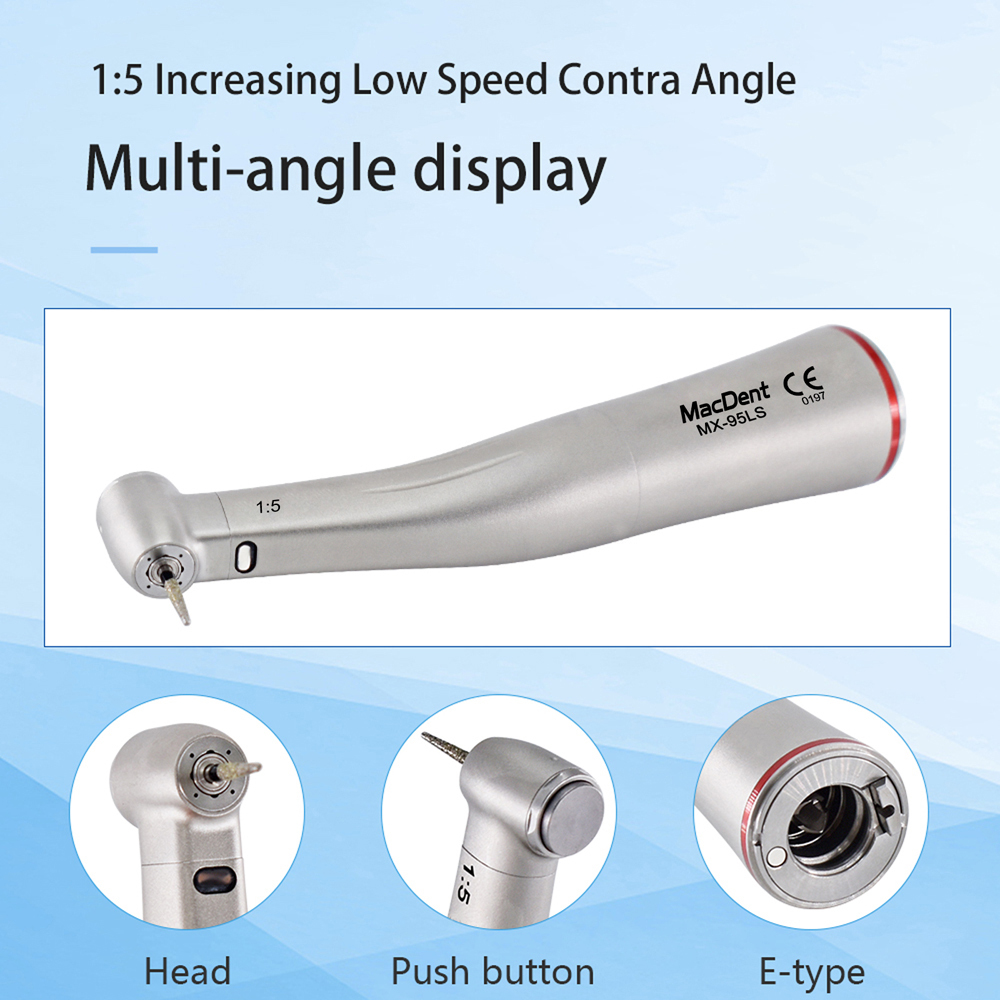 MacDent MX-95LS Dental 1:5 Increasing Fiber Optic Contra Angle Handpiece Fit NSK Ti Max X95L