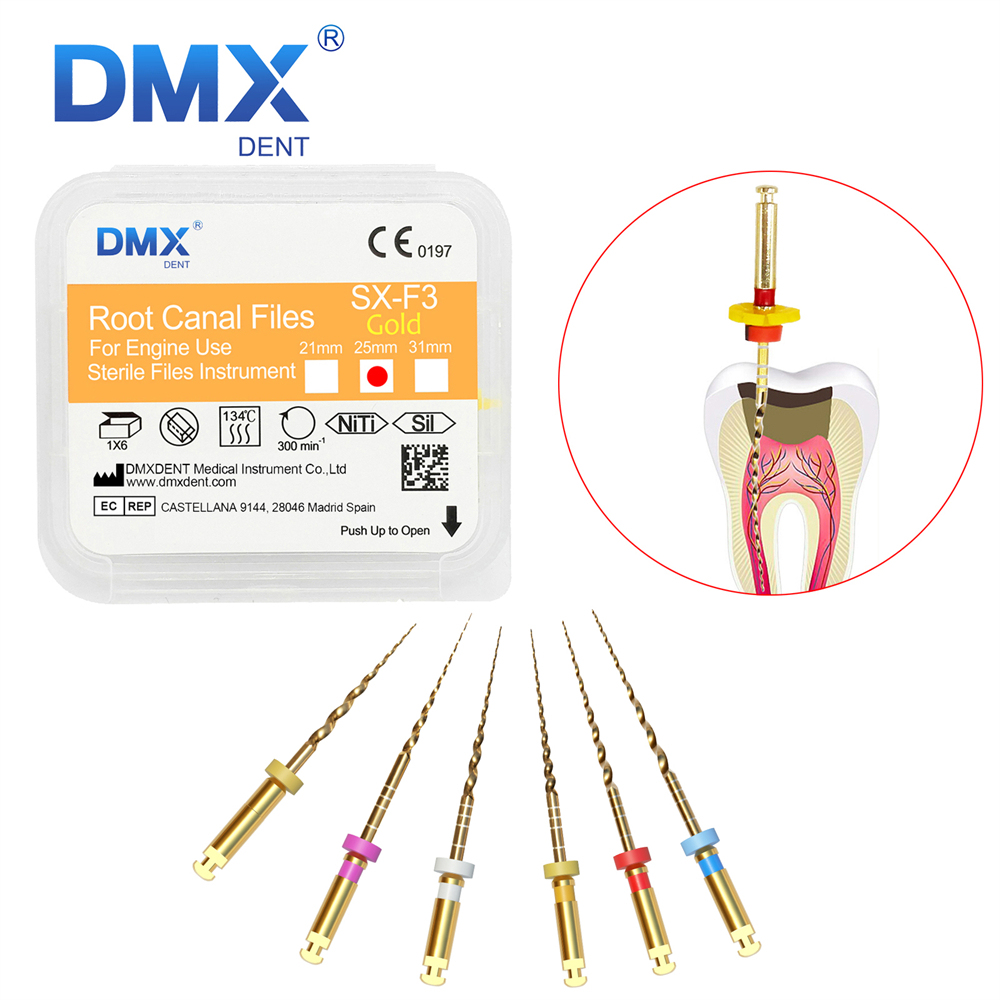DMXDENT Root Canal Gold Taper NITI Files Endodontic Rotary +Free Gift
