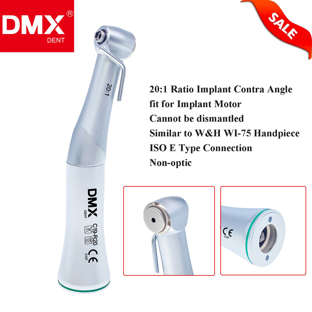 DMXDENT C19-20R / C21F-R20 Dental Implant Handpiece Fiber Optic / Non-Fiber 20:1 Contra Angle Surgical Handpiece
