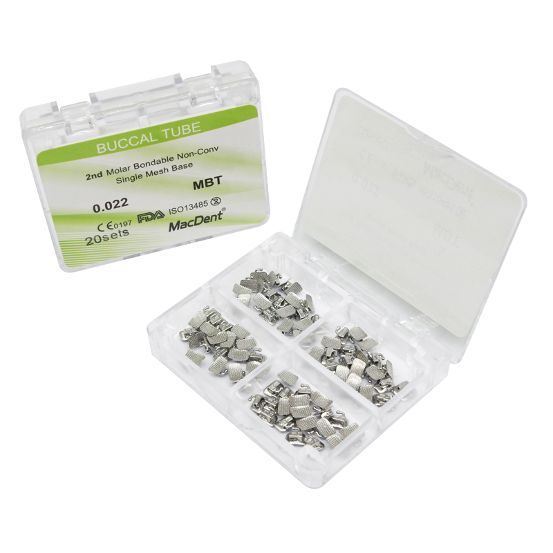 MacDent Dental Orthodontic Buccal Tubes 1st 2nd Molar Tube Roth MBT 022 Bondable Mesh Base Split Weld