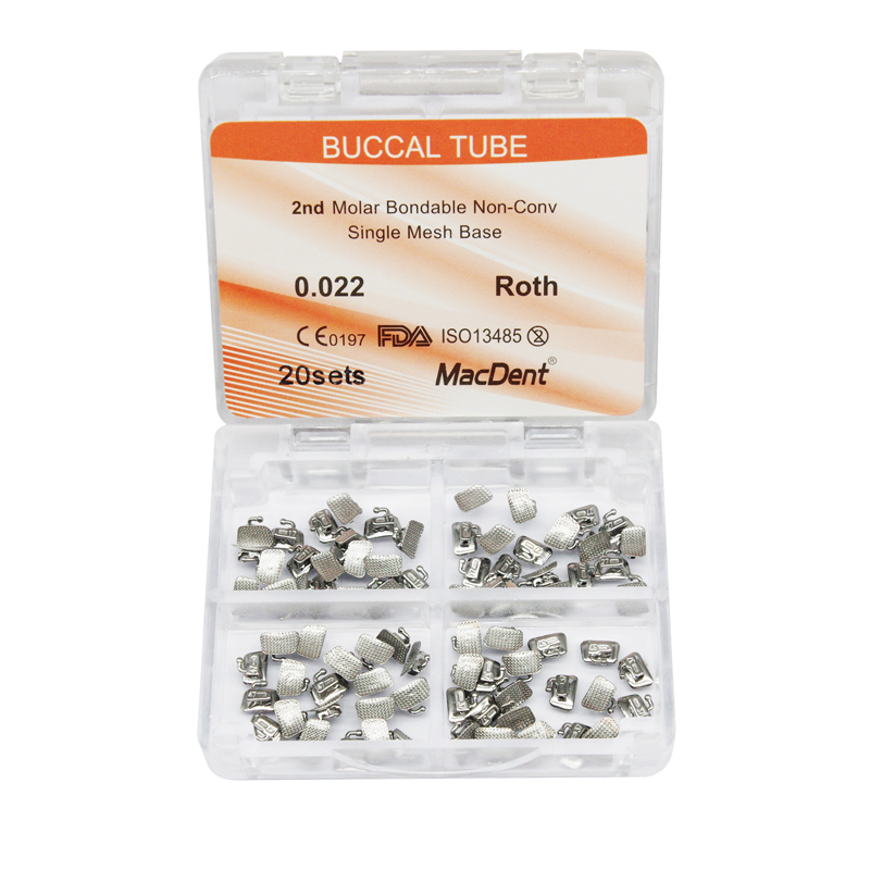 MacDent Dental Orthodontic Buccal Tubes 1st 2nd Molar Tube Roth MBT 022 Bondable Mesh Base Split Weld