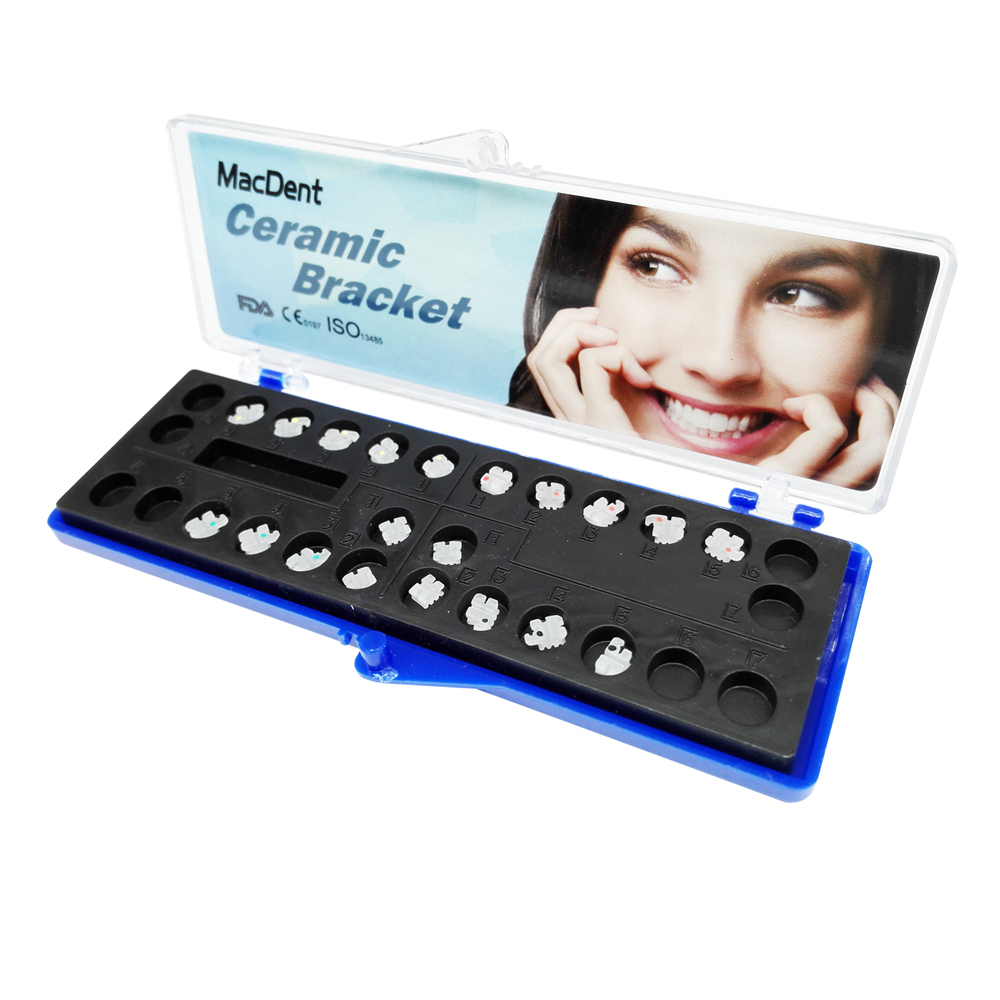 20Pcs MacDent Dental Ceramic Brackets Orthodontic Clear Braces MBT/ROTH 022 345 Hooks