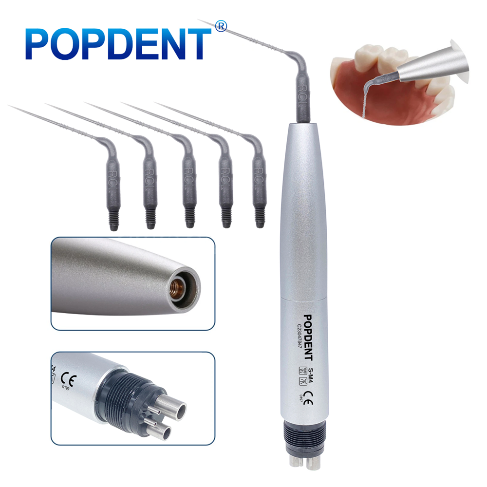 POPDENT Dental Hygienist Air Scaler Handpiece 4Hole with 5 Tips