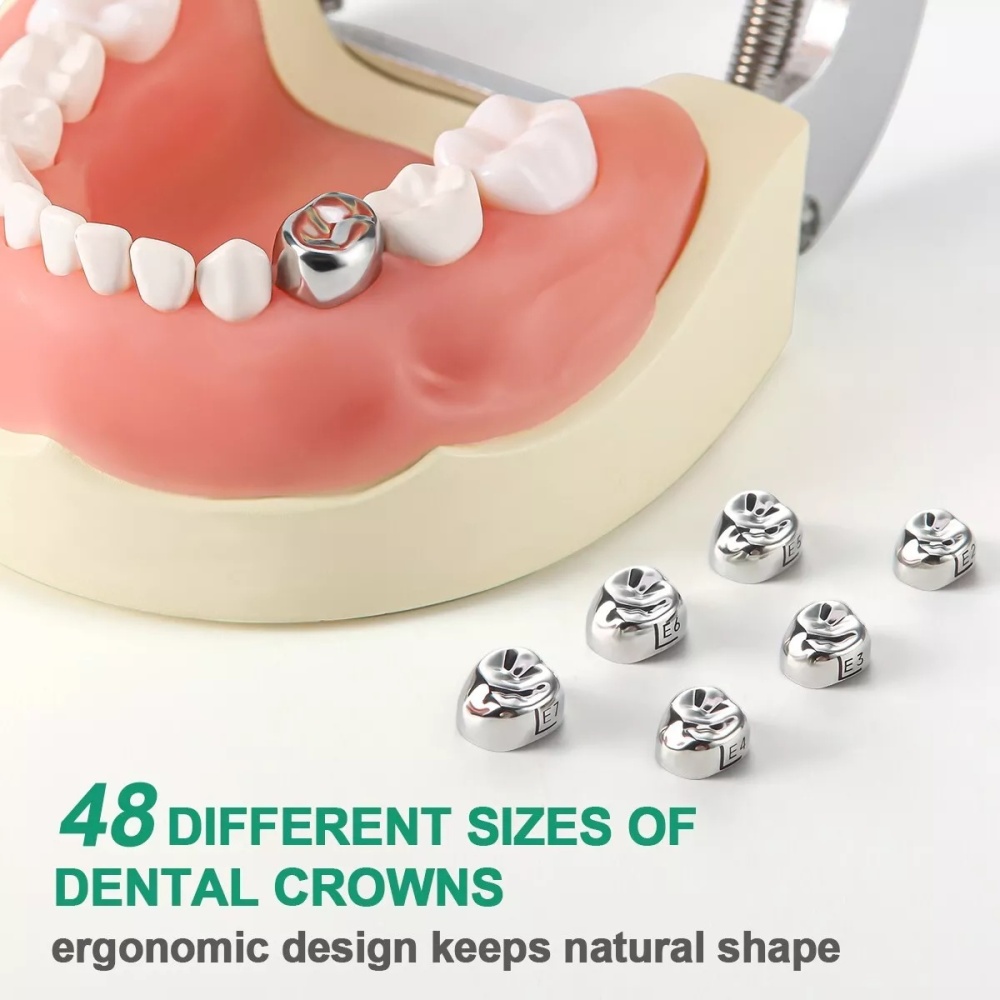 48pcs Dental Kids Primary Molar Crown Stainless Steel Pediatric Preformed Crowns