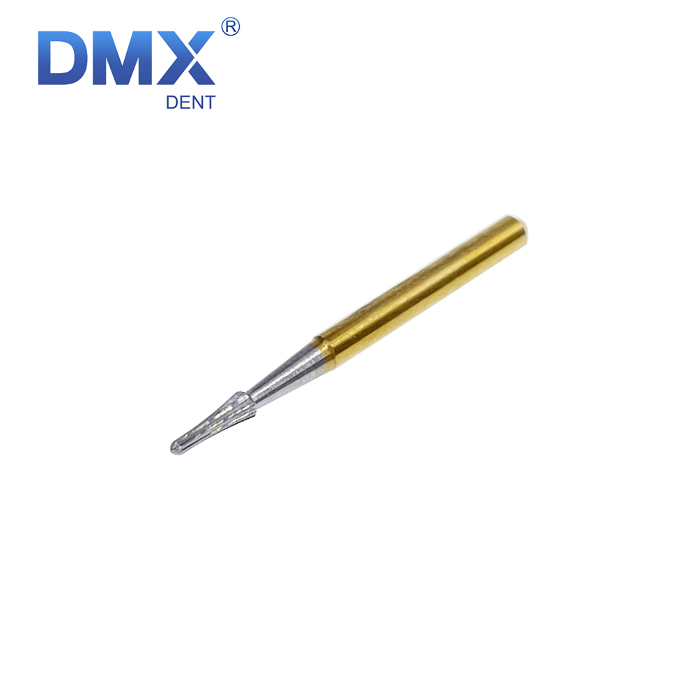 10Pcs DMXDENT Dental Tungsten Carbide Burs FG Gold Trimming & Finishing FG-7103