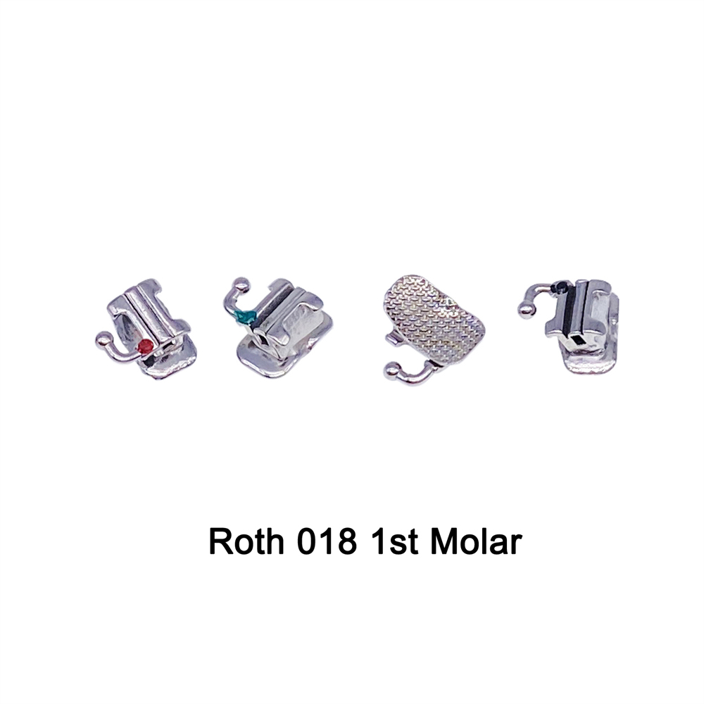 4PCS Dental Ortho Buccal Tubes Bracket Brace 1st/2nd Molar Roth/MBT 018/022 Convertible