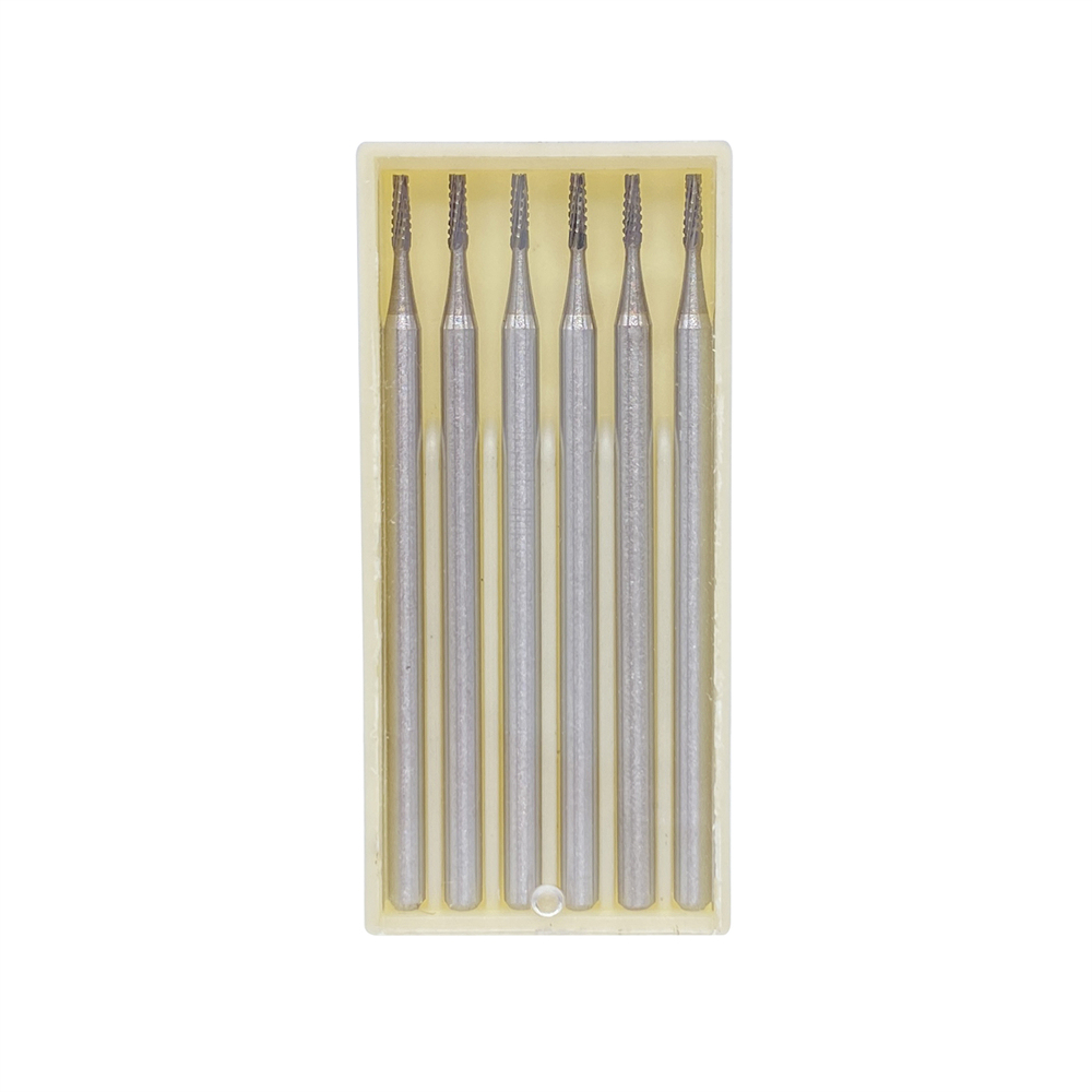 6 Pcs Dental Carbide Bur HP701 Stragiht Handpiece Bur 44.5mm Taper Fissure