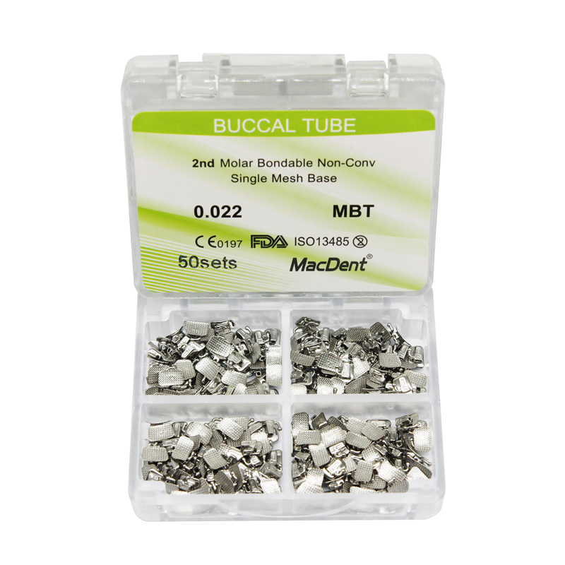 MacDent Dental Orthodontic Buccal Tubes 1st 2nd Molar Tube Roth MBT 022 Bondable Mesh Base Split Weld