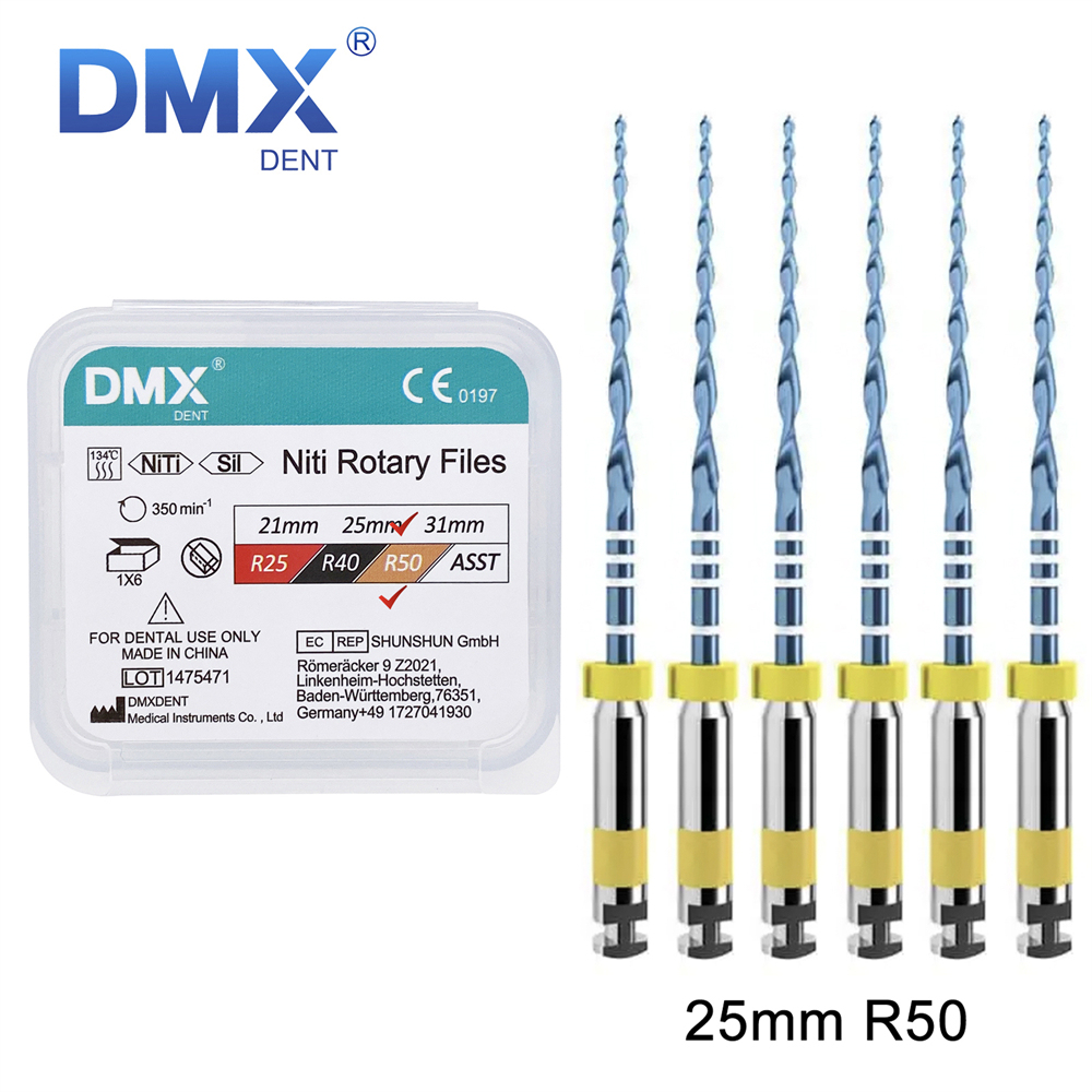 6Pcs DMXDENT Dental Endo Files Root Canal Endodontic NITI Rotary File 21/25MM