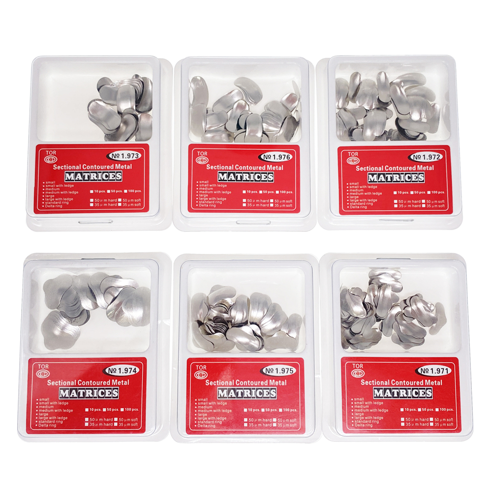 100 Pcs Dental Sectional Contoured Metal Matrices Refill Matrix Band Ledge 35um