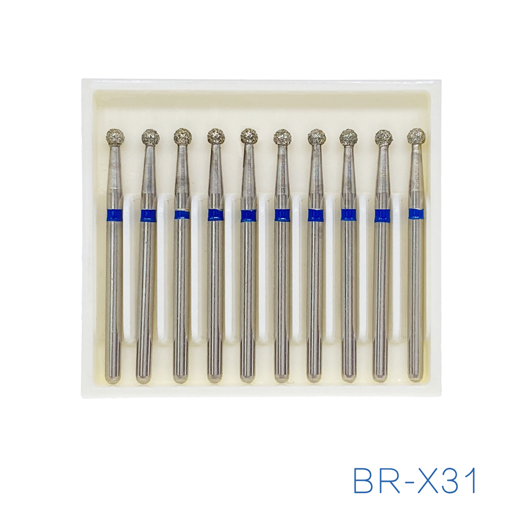 10Pcs Dental FG Diamond Ball Round Burs For High Speed Handpiece Friction Grip 1.6mm 25mm