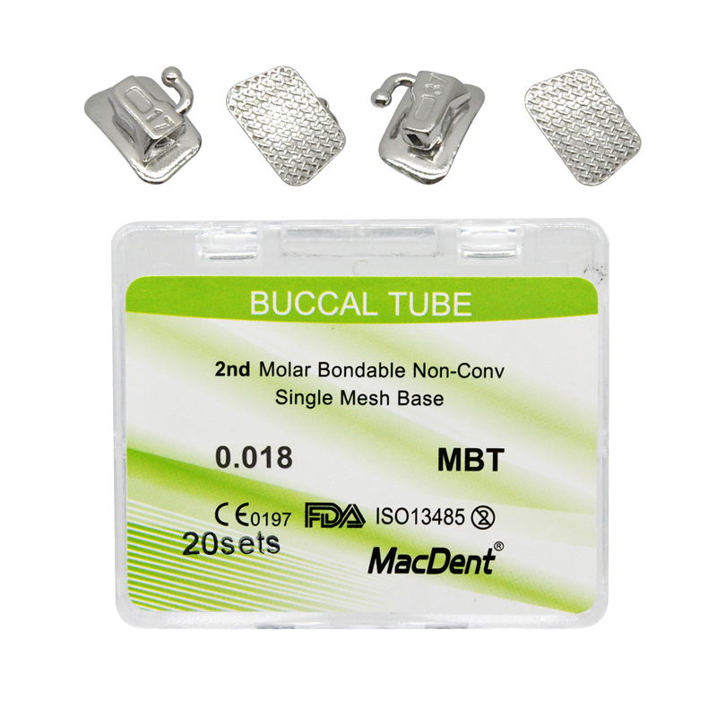 MacDent Dental Orthodontic Buccal Tubes 1st 2nd Molar Tube Roth MBT 022 Bondable Mesh Base Split Weld