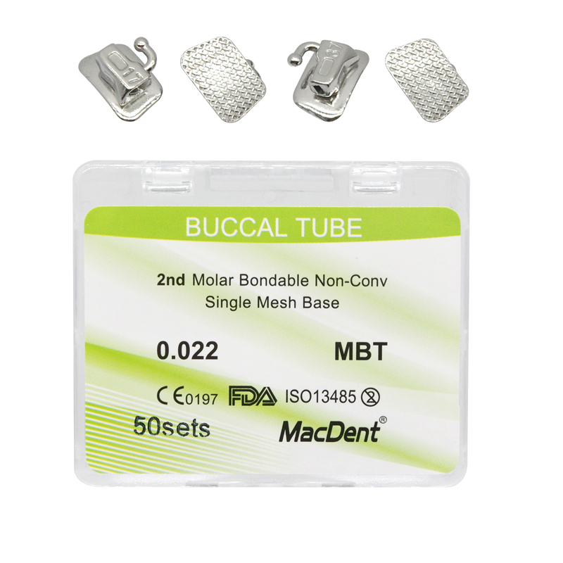 MacDent Dental Orthodontic Buccal Tubes 1st 2nd Molar Tube Roth MBT 022 Bondable Mesh Base Split Weld