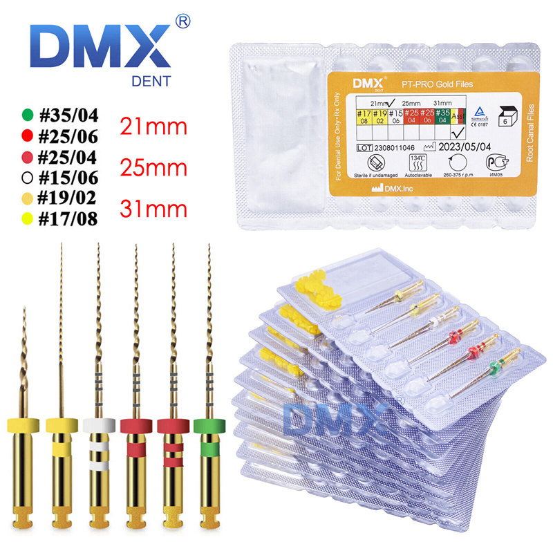DMXDENT PT-Pro Gold COXO Style Dental Endo NITI Files Taper Root Canal Rotary