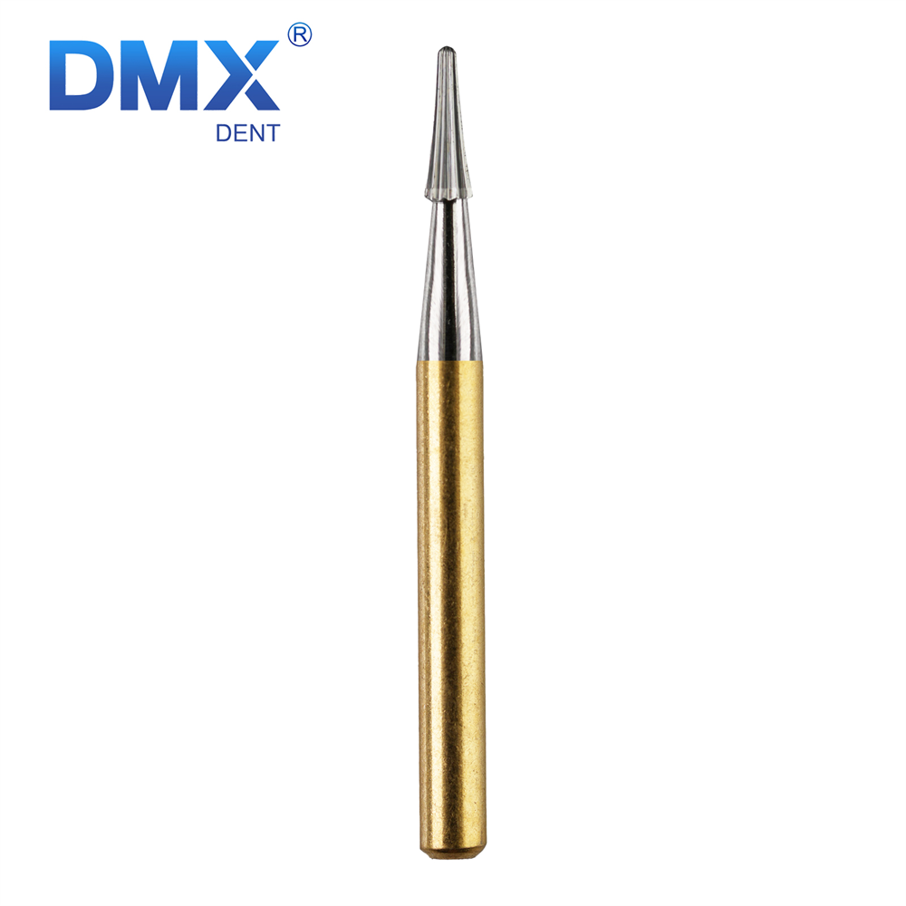 10Pcs DMXDENT Dental Tungsten Carbide Burs FG Gold Trimming & Finishing FG-7103