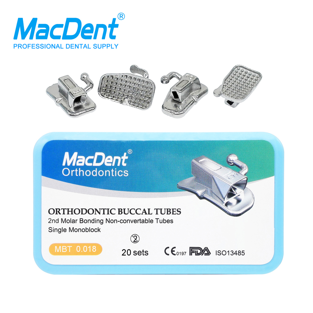 `MacDent Dental Orthodontic Buccal Tubes 1st 2nd Monoblock/Mesh Base Roth MBT 022/018