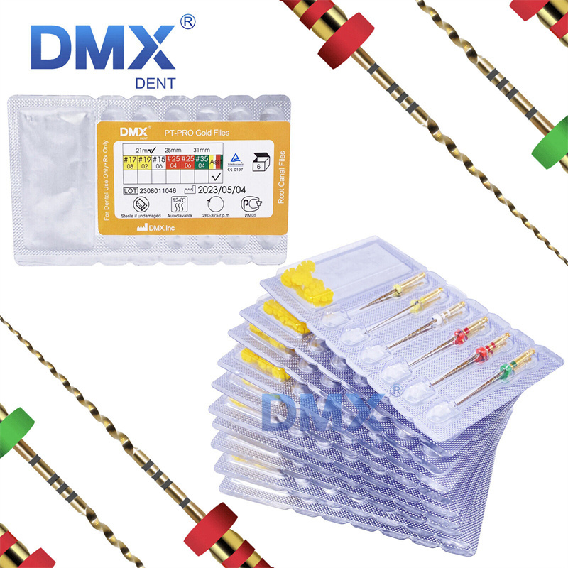 21mm DMXDENT PT-Pro Gold COXO Style Dental Endo NITI Files Taper Root Canal Rotary