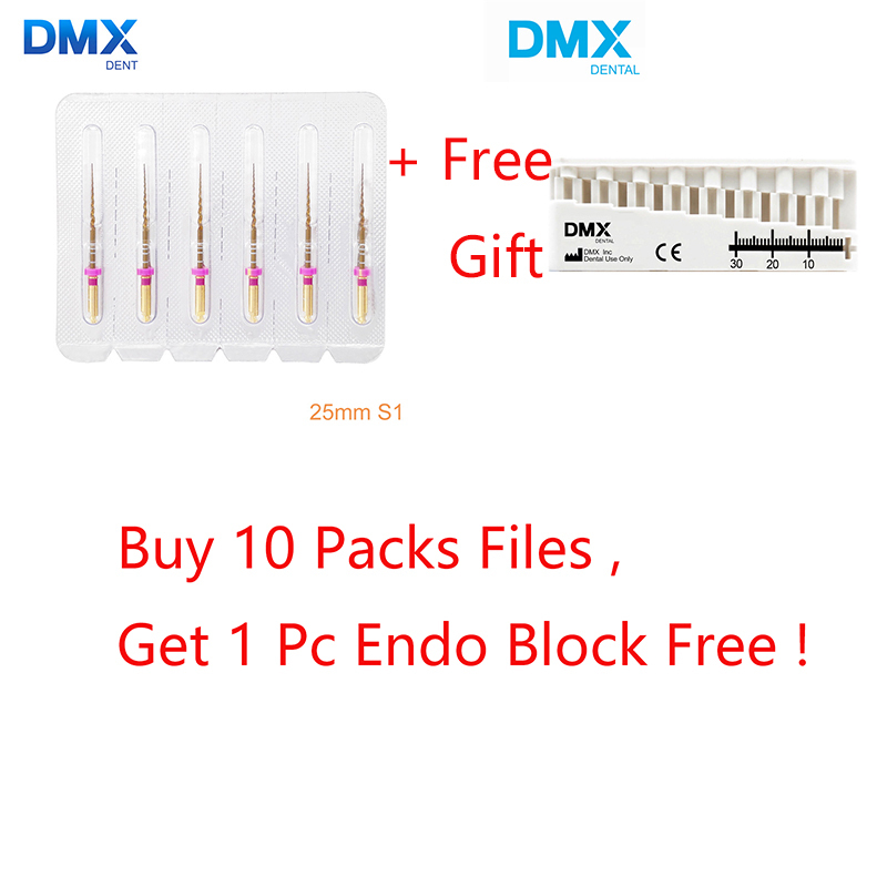 DMXDENT Dental Endodontic NITI Endo Rotary Files PT-Gold Taper Engine Use + Free Gift