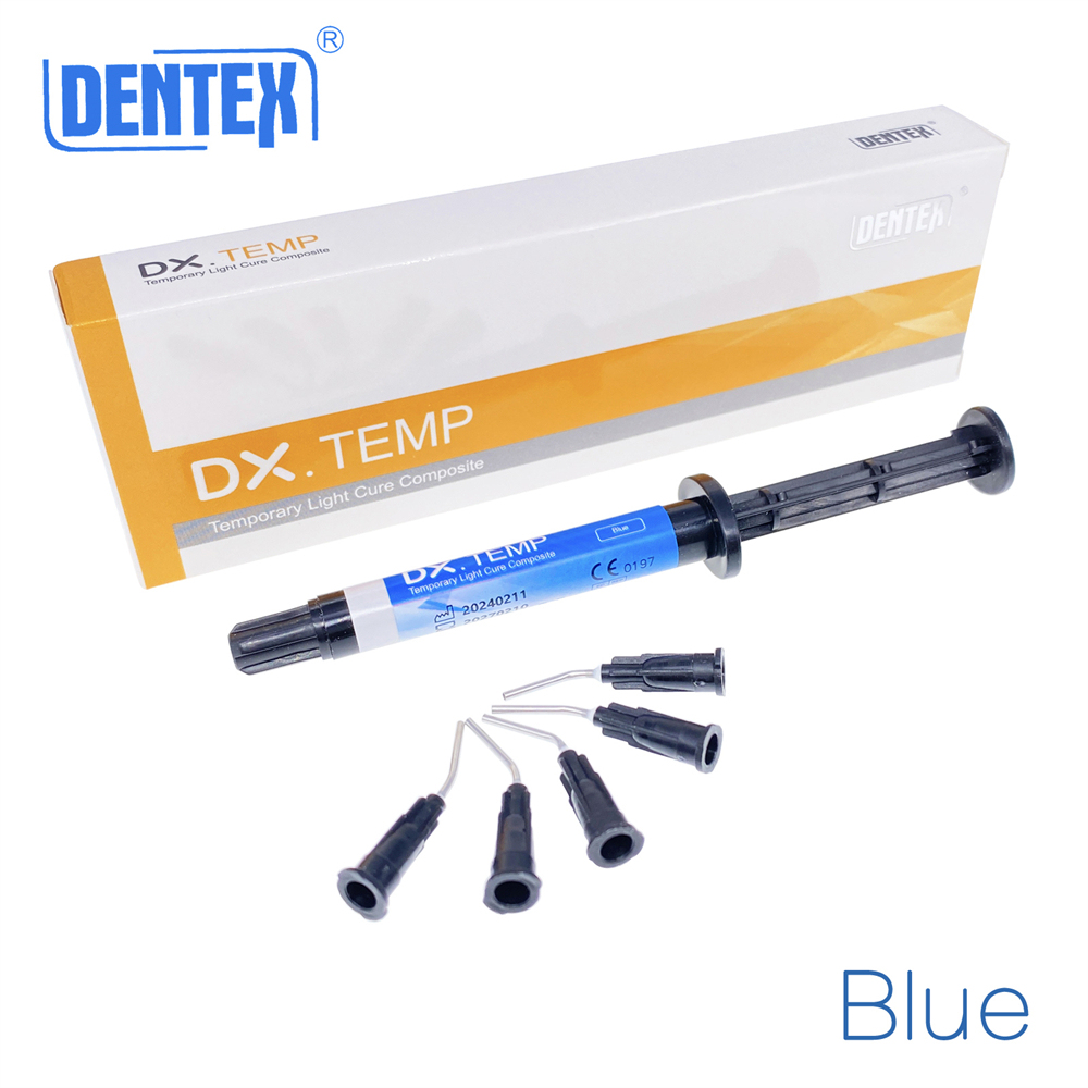 Dentex DX.TEMP Dental Composite Resin 2.5g Temporary Flow Light Cure Blue/Transparent