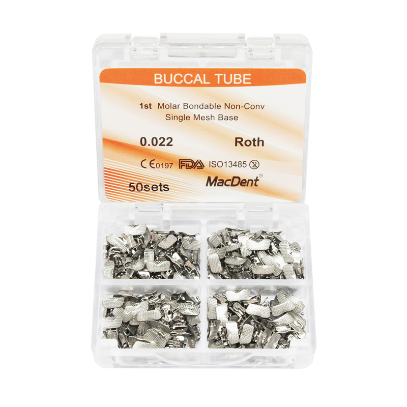 MacDent Dental Orthodontic Buccal Tubes 1st 2nd Molar Tube Roth MBT 022 Bondable Mesh Base Split Weld