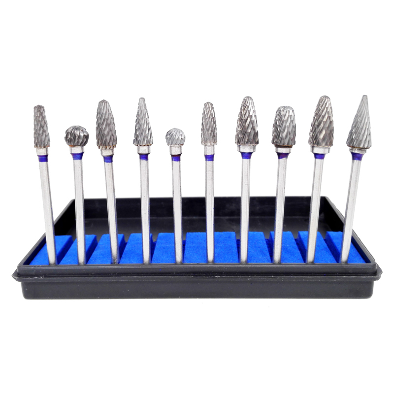 Dental Lab Polishing Drills Tungsten Steel Carbide Burs 2.35MM 10 Pcs