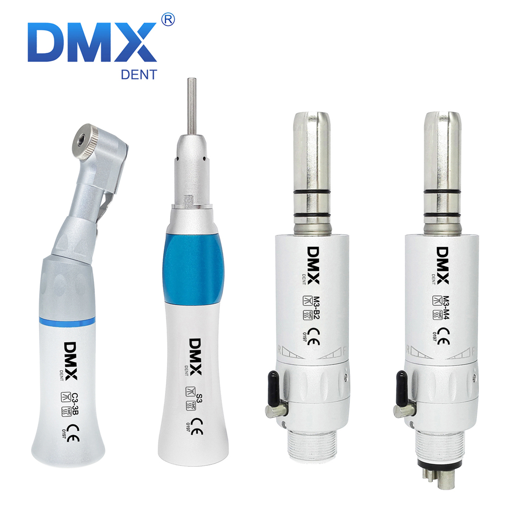 DMXDENT Dental Slow Low Speed Handpiece Straight Contra Angle Air Motor 2/4Holes